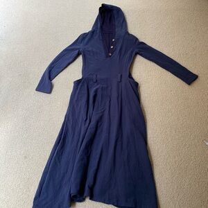 Like New Xiaolizi Blue hooded linen maxi dress for women 1140#